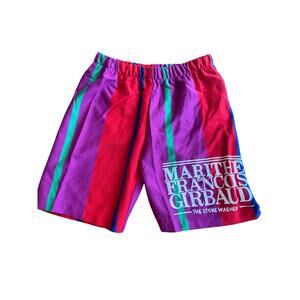 Vintage 90s Kids Colorful Stripe Cotton Shorts Size M Marithe & Francois Girbaud